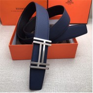 Hermes H au Carre belt buckle & Reversible leather strap 38 mm Epsom Black/Navy High