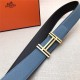 Hermes H au Carre belt buckle & Reversible leather strap 38 mm Epsom Black/Blue High