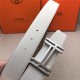 Hermes H au Carre belt buckle & Reversible leather strap 38 mm Epsom White/Grey High