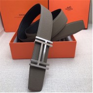 Hermes H au Carre belt buckle & Reversible leather strap 38 mm Epsom Black/Grey High