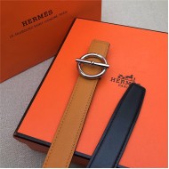 Hermes Circle belt buckle & Reversible leather strap 25 mm Epsom Orange High