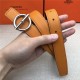 Hermes Circle belt buckle & Reversible leather strap 25 mm Epsom Orange High