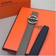 Hermes Circle belt buckle & Reversible leather strap 25 mm Epsom Grey High