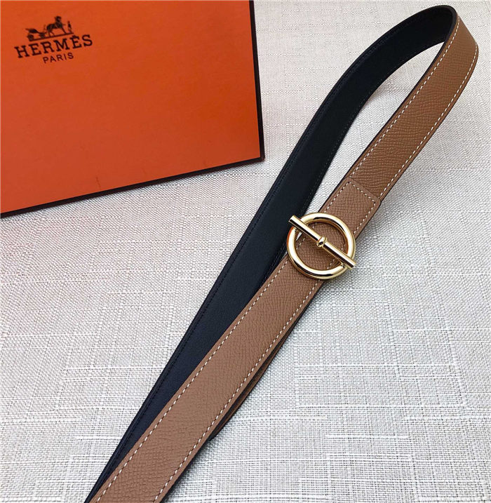 Hermes Circle belt buckle & Reversible leather strap 25 mm Epsom Camel High