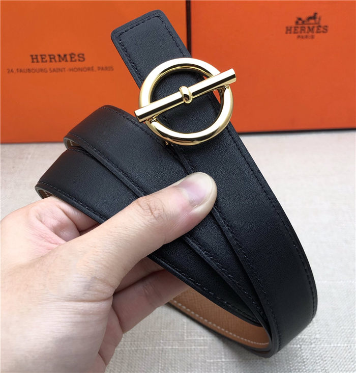 Hermes Circle belt buckle & Reversible leather strap 25 mm Epsom Camel High