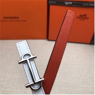 Hermes Gamma belt buckle & Reversible leather strap 13 mm Epsom White/Orange High