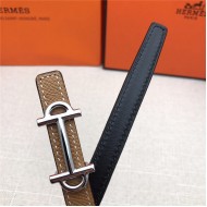 Hermes Gamma belt buckle & Reversible leather strap 13 mm Epsom Camel/Black High