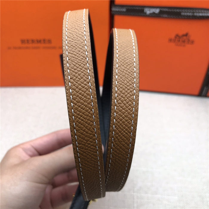 Hermes Gamma belt buckle & Reversible leather strap 13 mm Epsom Camel/Black High