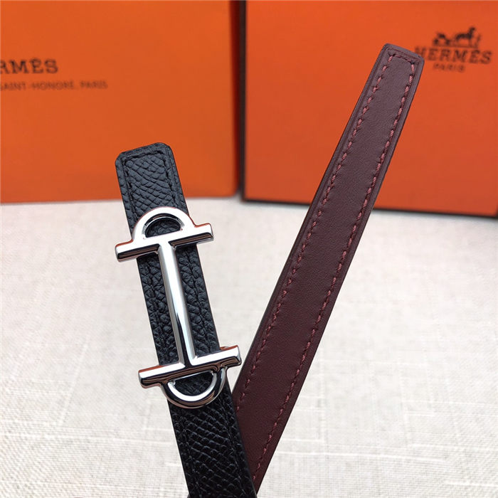 Hermes Gamma belt buckle & Reversible leather strap 13 mm Epsom Black/Burgundy High