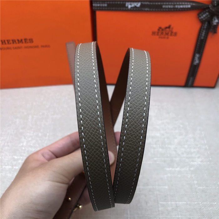 Hermes Gamma belt buckle & Reversible leather strap 13 mm Epsom Grey/Brown High