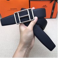 Hermes Cape Town belt buckle & Reversible leather strap 38 mm Togo Navy High