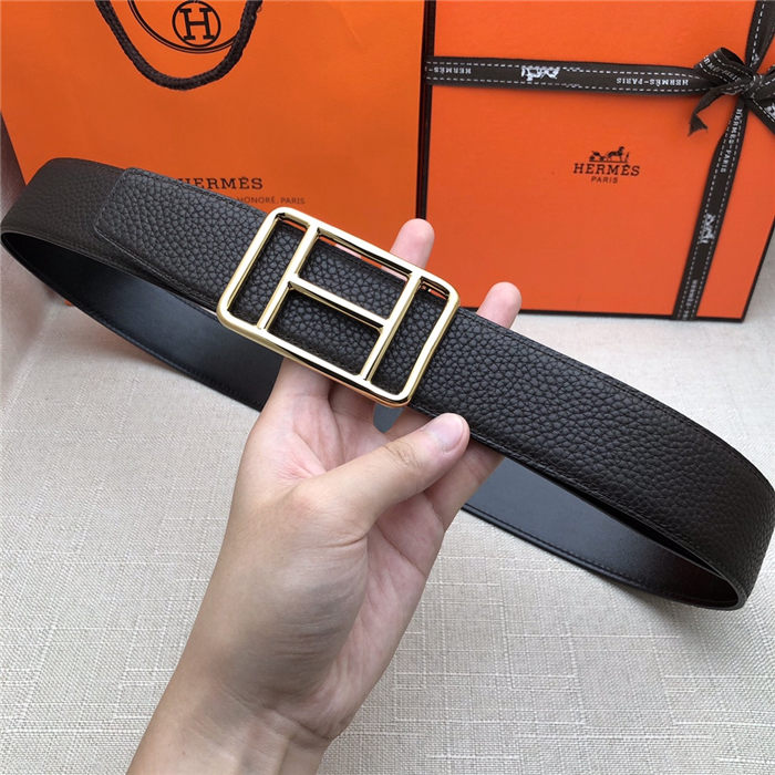 Hermes Cape Town belt buckle & Reversible leather strap 38 mm Togo Coffee High