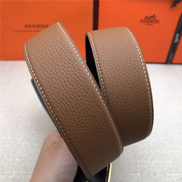 Hermes Cape Town belt buckle & Reversible leather strap 38 mm Togo Camel High