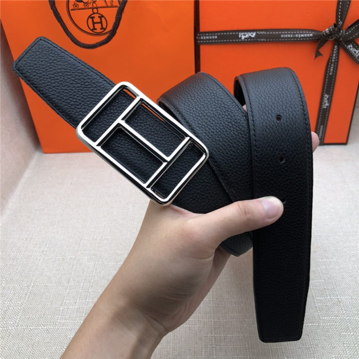 Hermes Cape Town belt buckle & Reversible leather strap 38 mm Togo Black High