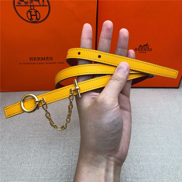 Hermes Chain belt buckle & Reversible leather strap 13 mm Epsom Yellow/Burgundy High