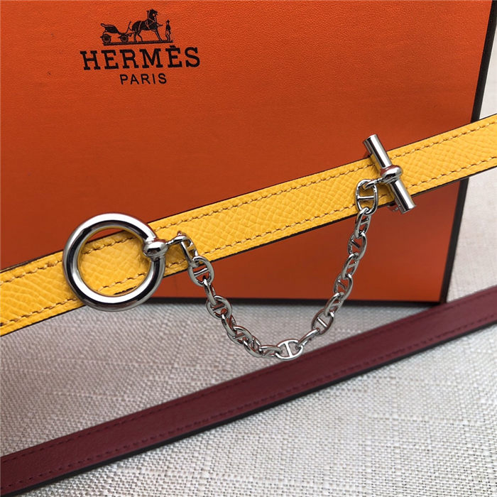 Hermes Chain belt buckle & Reversible leather strap 13 mm Epsom Yellow/Burgundy High