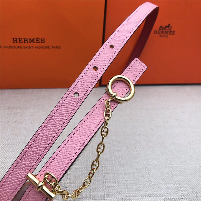 Hermes Chain belt buckle & Reversible leather strap 13 mm Epsom Pink/Red High