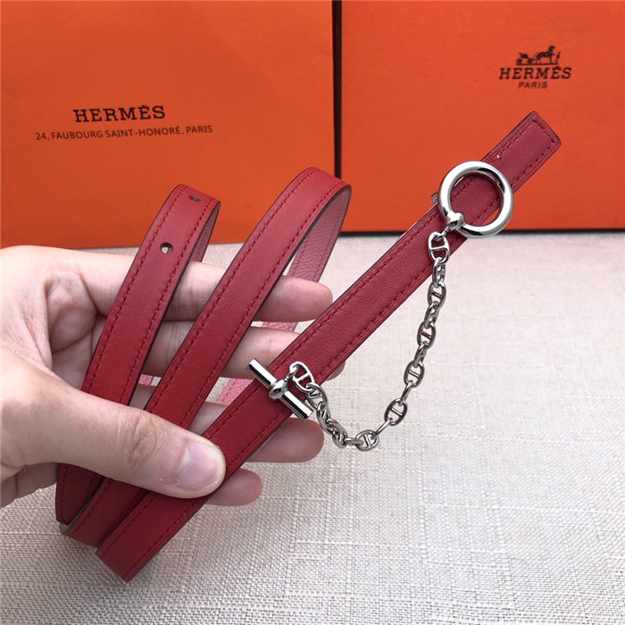 Hermes Chain belt buckle & Reversible leather strap 13 mm Epsom Pink/Red High