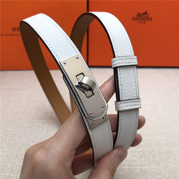 Hermes Kelly 18 belt Epsom White High