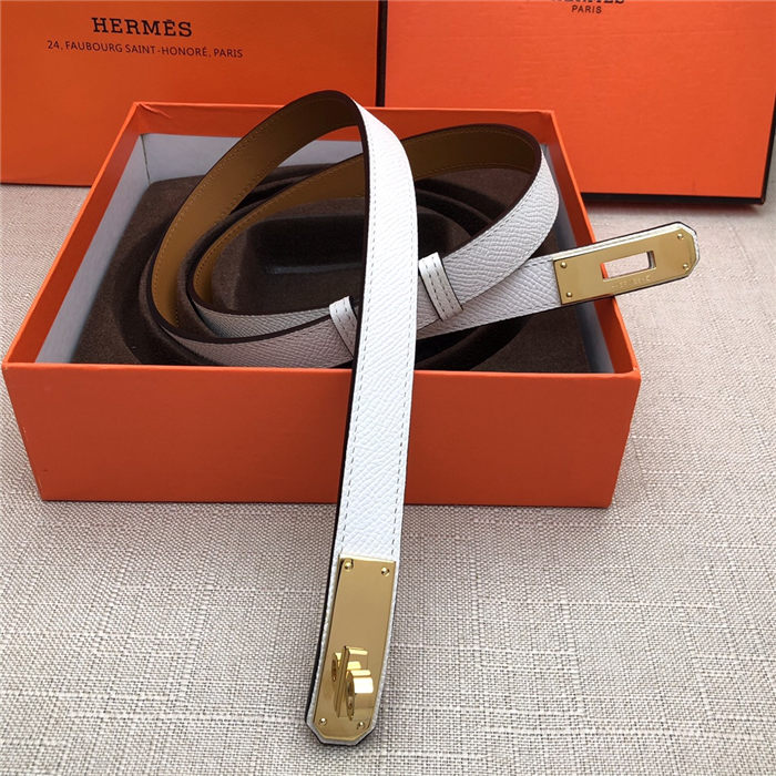 Hermes Kelly 18 belt Epsom White High