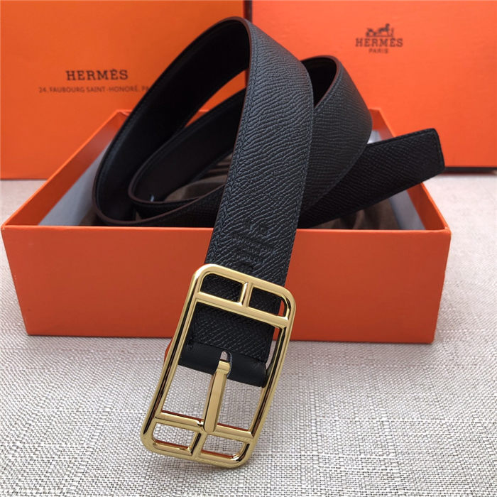 Hermes Cape Code 32 reversible belt Epsom Black High