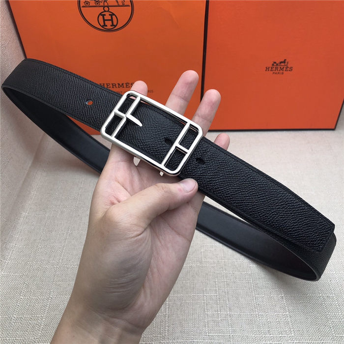 Hermes Cape Code 32 reversible belt Epsom Black High