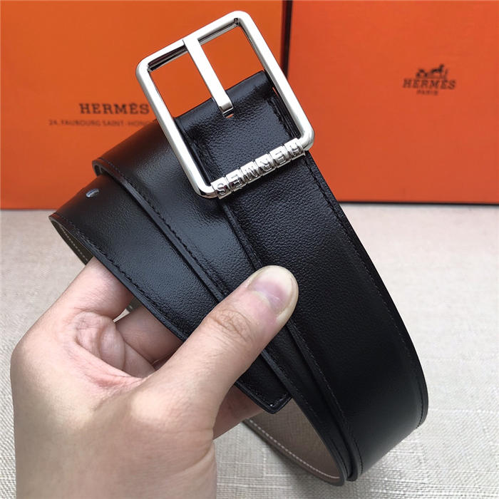 Hermes Code 32 reversible belt Epsom Grey with Silver Buckle High