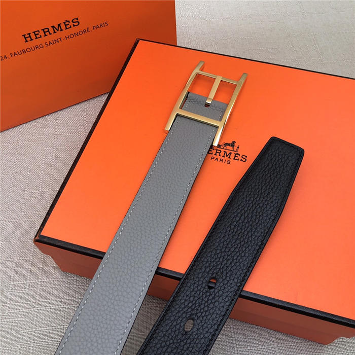 Hermes Quentin reversible belt 32 mm Togo Black/Grey High