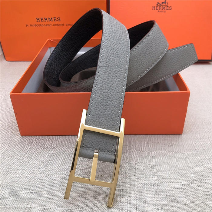 Hermes Quentin reversible belt 32 mm Togo Black/Grey High