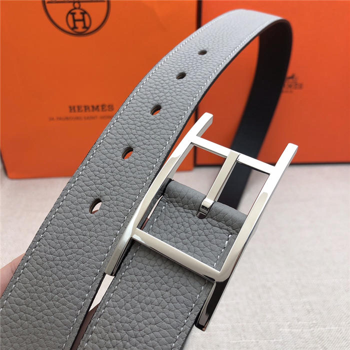 Hermes Quentin reversible belt 32 mm Togo Black/Grey High