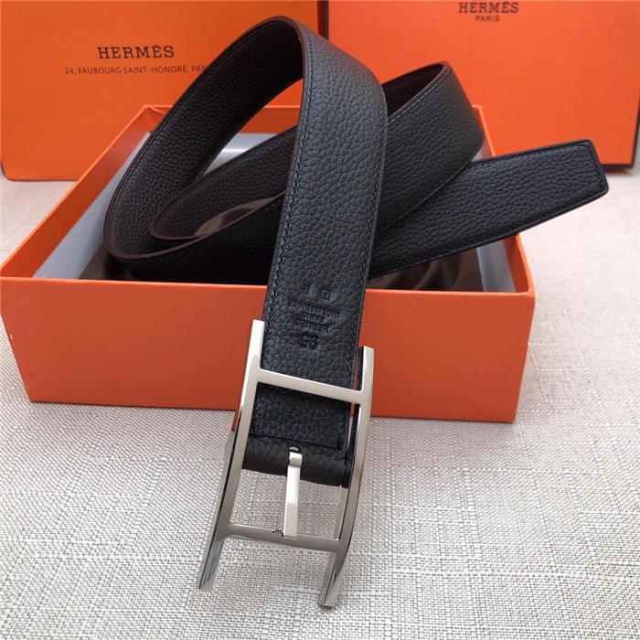 Hermes Quentin reversible belt 32 mm Togo Black/Coffee High