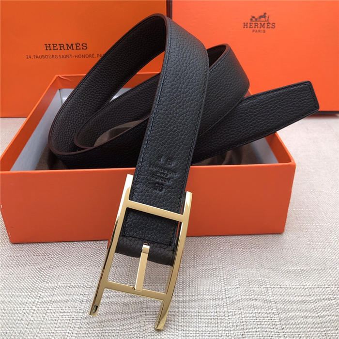 Hermes Quentin reversible belt 32 mm Togo Black/Coffee High