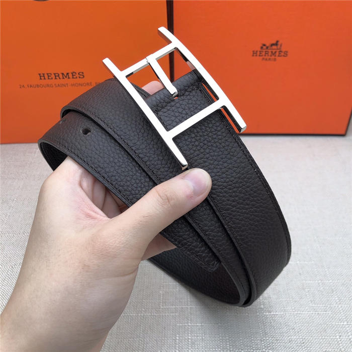 Hermes Quentin reversible belt 32 mm Togo Black/Coffee High