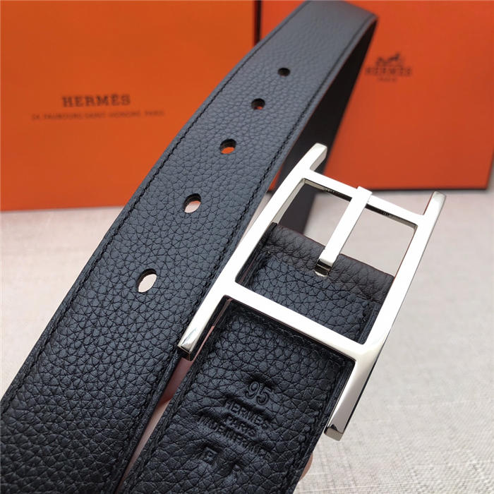 Hermes Quentin reversible belt 32 mm Togo Black/Coffee High