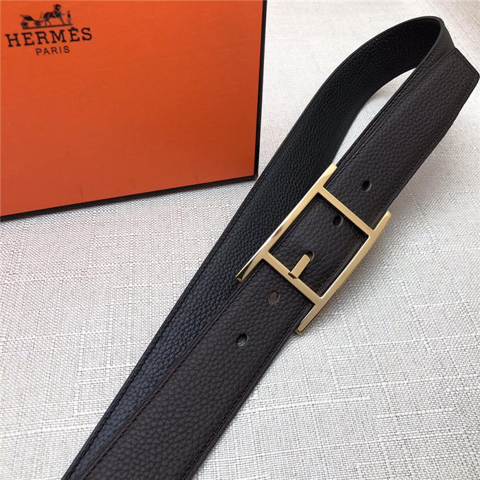 Hermes Quentin reversible belt 32 mm Togo Black/Coffee High