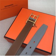 Hermes Quentin reversible belt 32 mm Togo Camel/Grey High