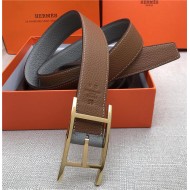 Hermes Quentin reversible belt 32 mm Togo Camel/Grey High