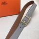 Hermes Quentin reversible belt 32 mm Togo Camel/Grey High