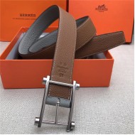 Hermes Reversible belt 32 mm Togo Camel/Grey High