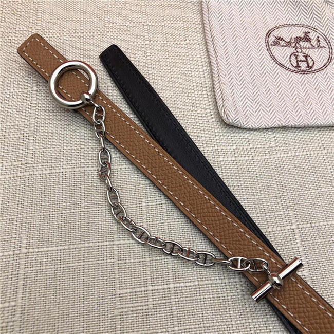 Hermes Chain belt buckle & Reversible leather strap 13 mm Epsom Camel/Black High