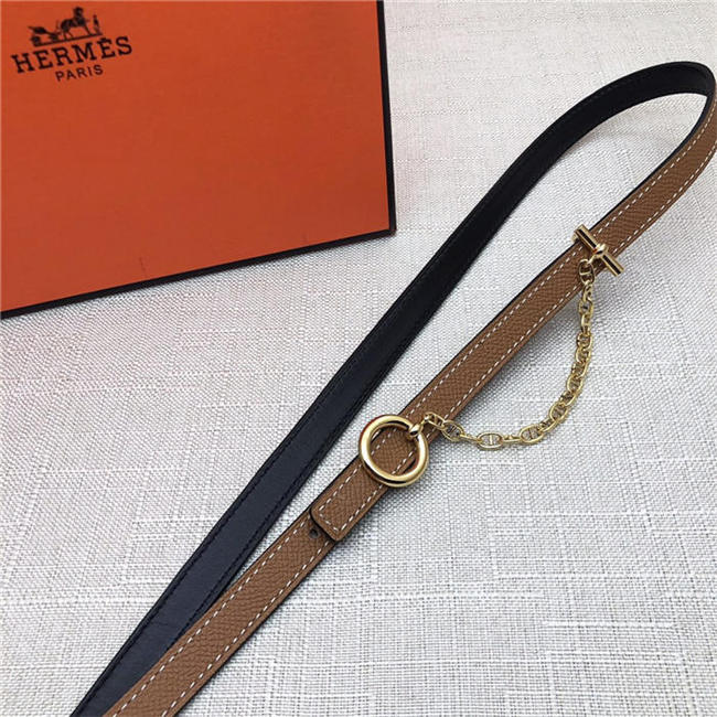 Hermes Chain belt buckle & Reversible leather strap 13 mm Epsom Camel/Black High