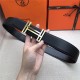 Hermes H au Carre belt buckle & Reversible leather strap 32/38 mm Togo Black High