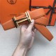 Hermes H au Carre belt buckle & Reversible leather strap 32/38 mm Togo Orange High