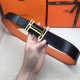 Hermes H au Carre belt buckle & Reversible leather strap 32/38 mm Togo Orange High