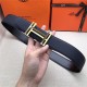 Hermes H au Carre belt buckle & Reversible leather strap 32/38 mm Togo Navy High