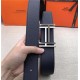 Hermes H au Carre belt buckle & Reversible leather strap 32/38 mm Togo Navy High