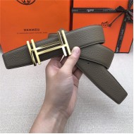 Hermes H au Carre belt buckle & Reversible leather strap 32/38 mm Togo Grey High