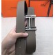 Hermes H au Carre belt buckle & Reversible leather strap 32/38 mm Togo Grey High