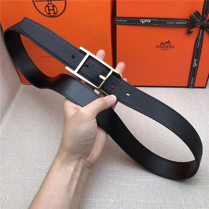 Hermes Quentin reversible belt 32 mm Togo Black High