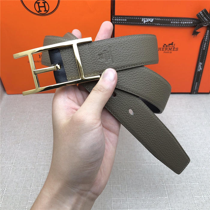 Hermes Quentin reversible belt 32 mm Togo Grey High